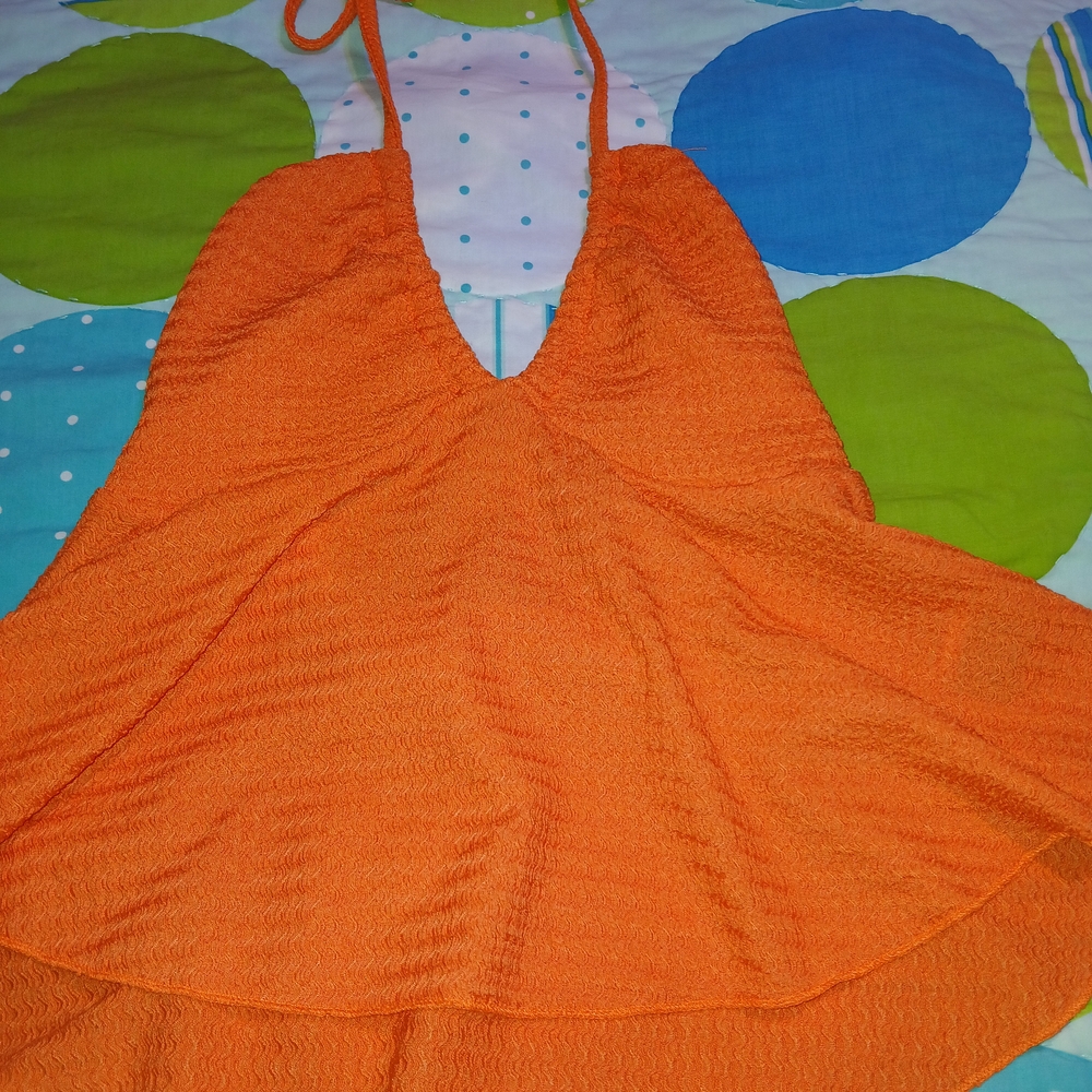 Orange Halter Neck Women's Top
